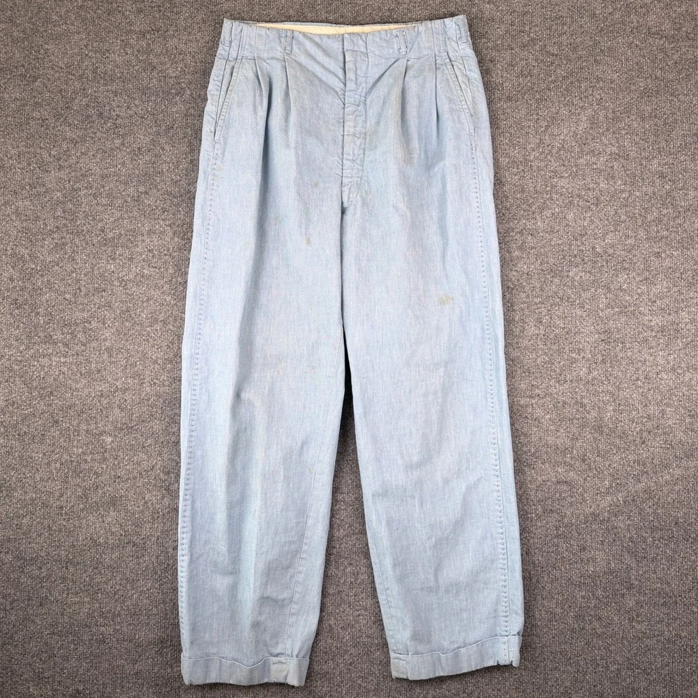 Vintage 50s Hercules Utility Pants Mens 32x32 Sail Cloth Drop Loop Gusset Chino